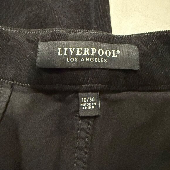 Liverpool Crop Wide Leg Micro Corduroy Patch Pocket Black Pants Size 10 - Picture 4 of 6